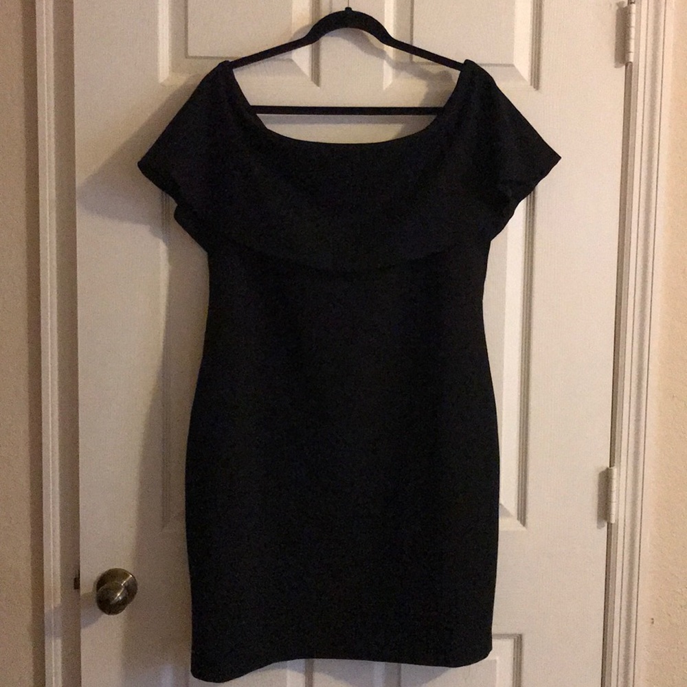 Eloquii Black Off the shoulder Ruffle Dress